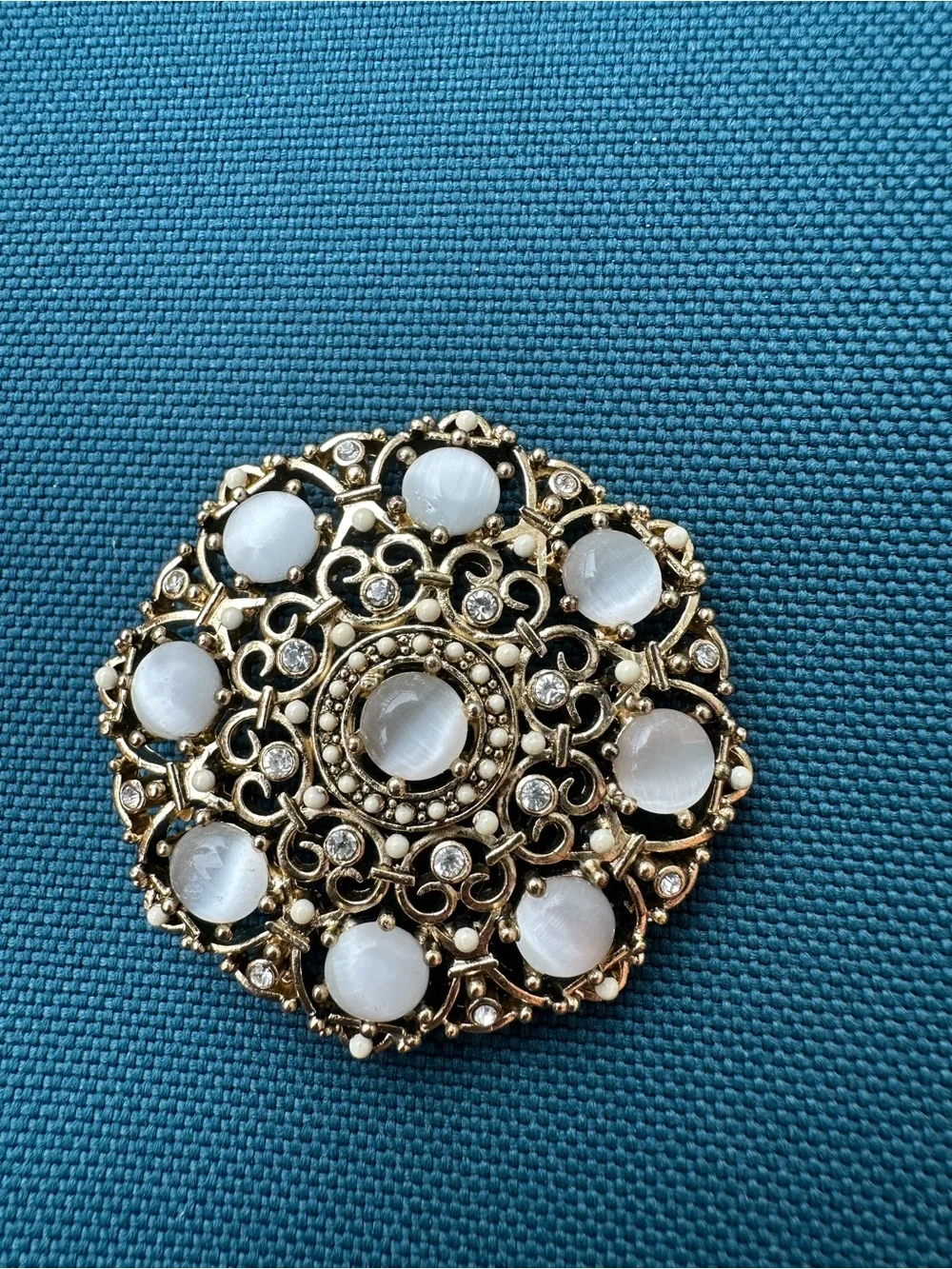 Vintage Monet Moon Glow Lucite And Rhinestone Brooch Pin 1960’s